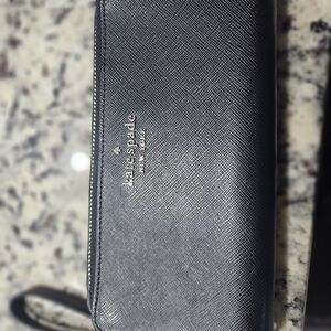 Kate Spade Charcoal Leather Wristlet